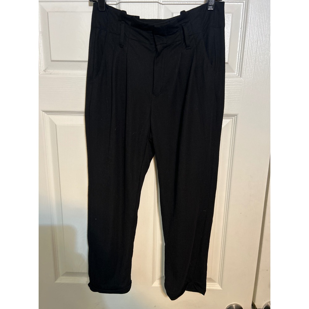 Indigo Rein Black Pleated Tapered Trousers High Waisted Workwear Pants Size 7/28
